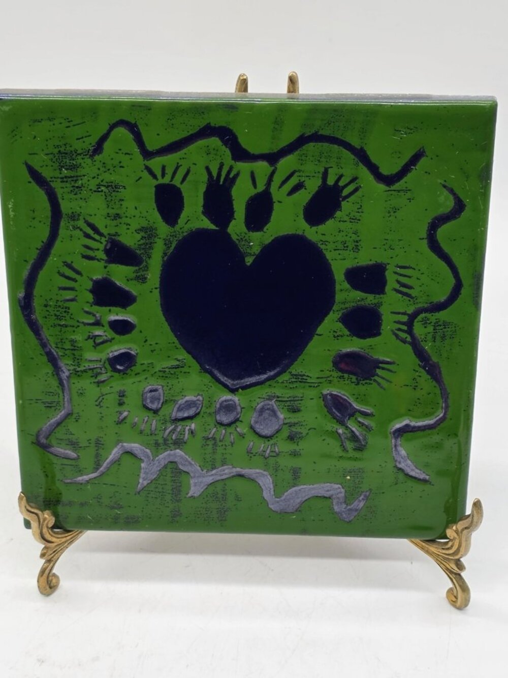 Colorful Heart Porcelain Accent Tile From Italy Blue And Green Boho Eclectic